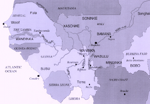 Map of the major people groups in West Africa